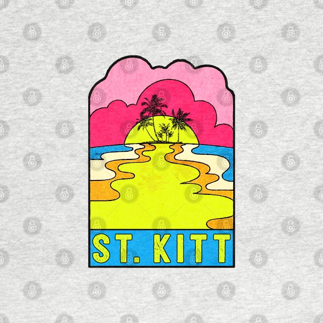 Saint Kitts Groovy Sunset 70's Hippie Hippy Vintage Nevis St. by DD2019